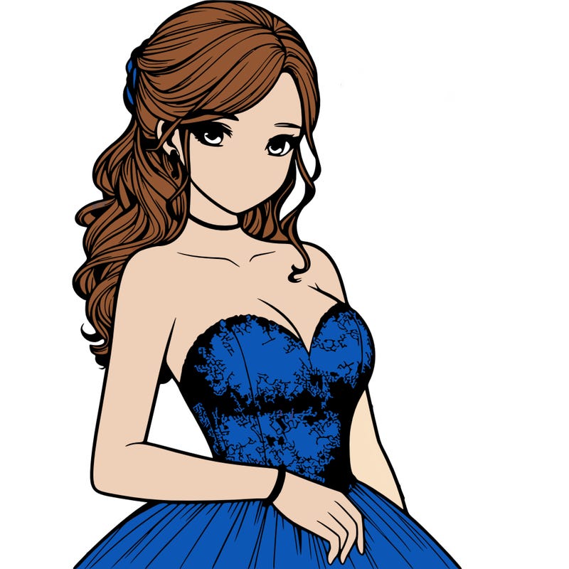 realistic girl in prom dress