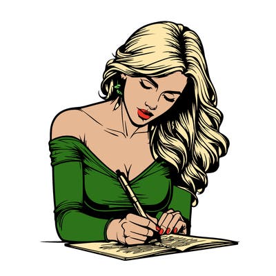 realistic female writing poetry
