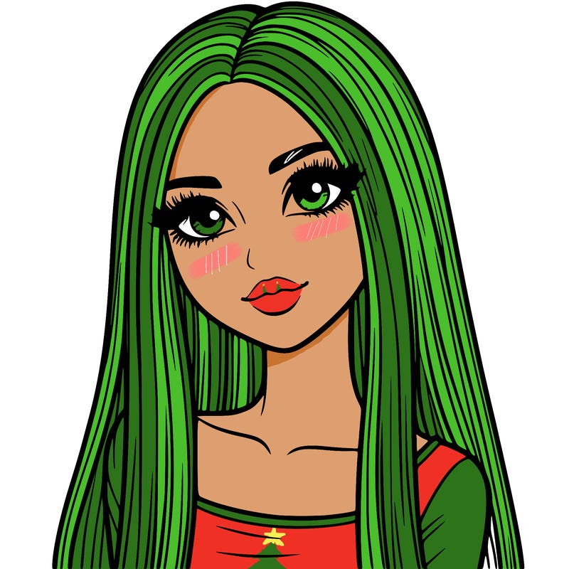 realistic girl with straight and long hair