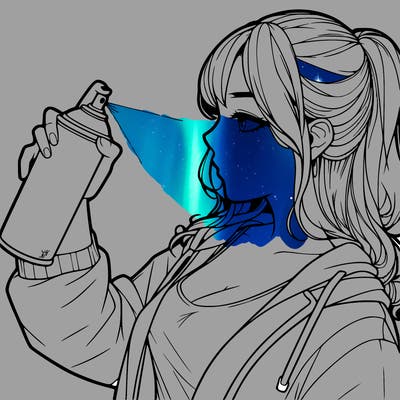 a realistic girl spray, painting