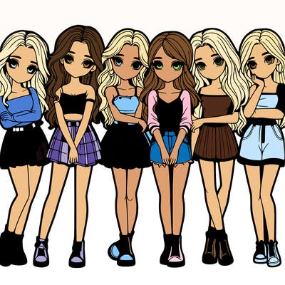 a group of girls realistic