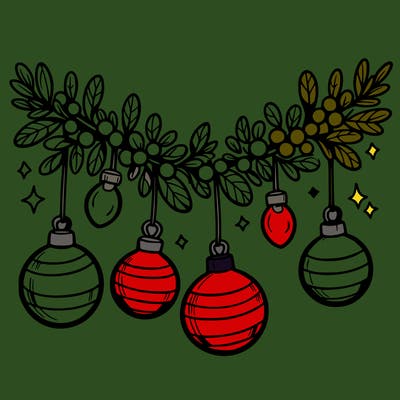 christmas garland with big bulbs