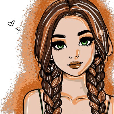 realistic girl with braids