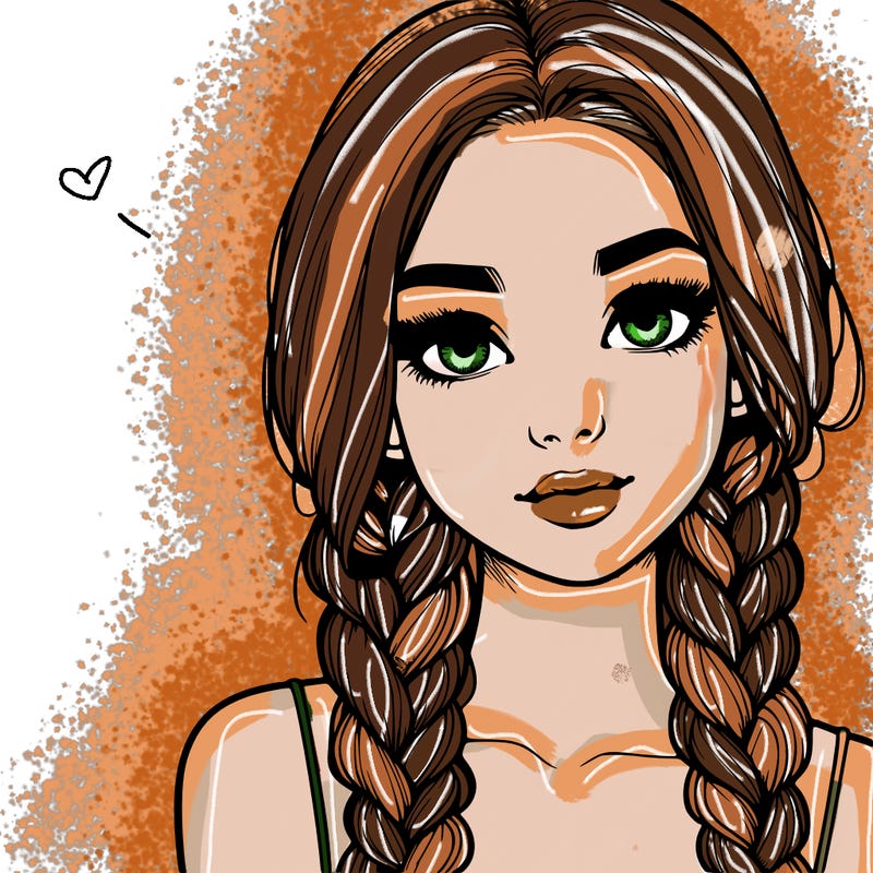 realistic girl with braids