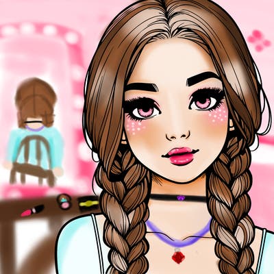 realistic girl with braids