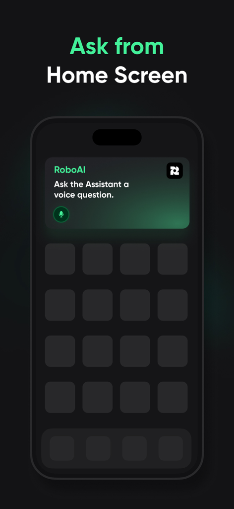 RoboAI - Chat & Ask AI Chatbot - RoboAI mobile app home screen widget for quick voice assistant questions