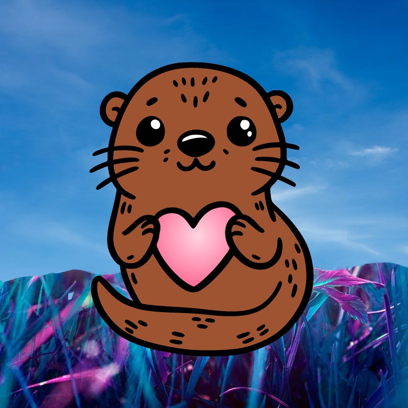 otter with a heart