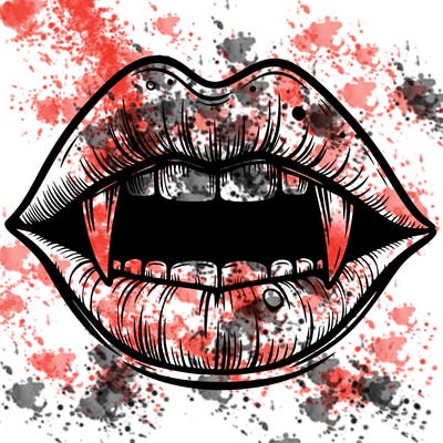 lips with vampire teeth