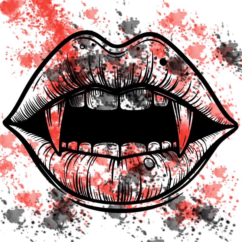 lips with vampire teeth