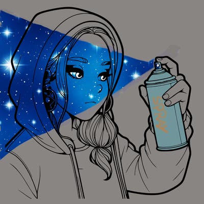 a realistic girl, spray painting
