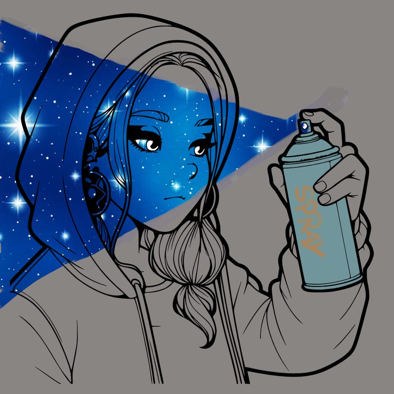 a realistic girl, spray painting