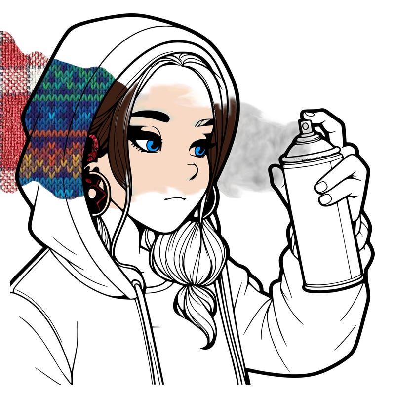 a realistic girl, spray painting