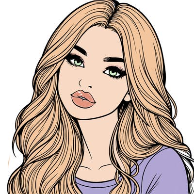 realistic girl with hair on her hair and lips