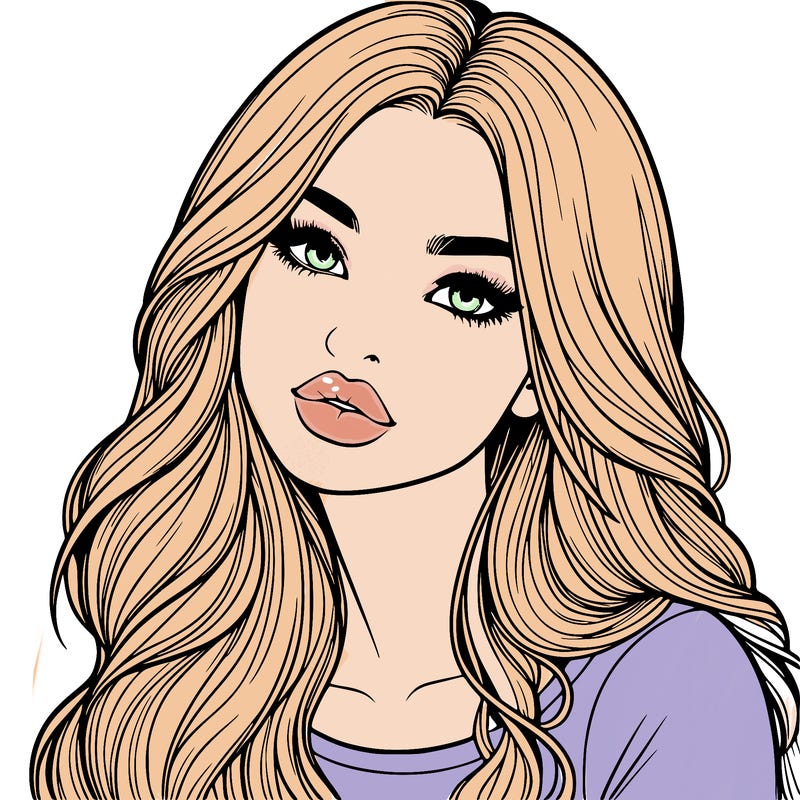 realistic girl with hair on her hair and lips