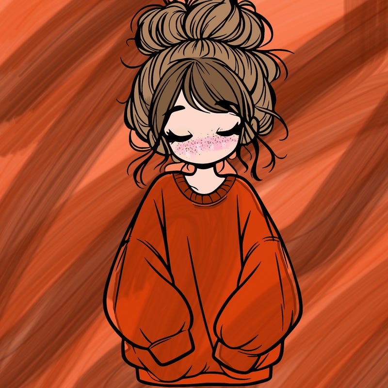 girl with baggy sweatshirt and messy bun