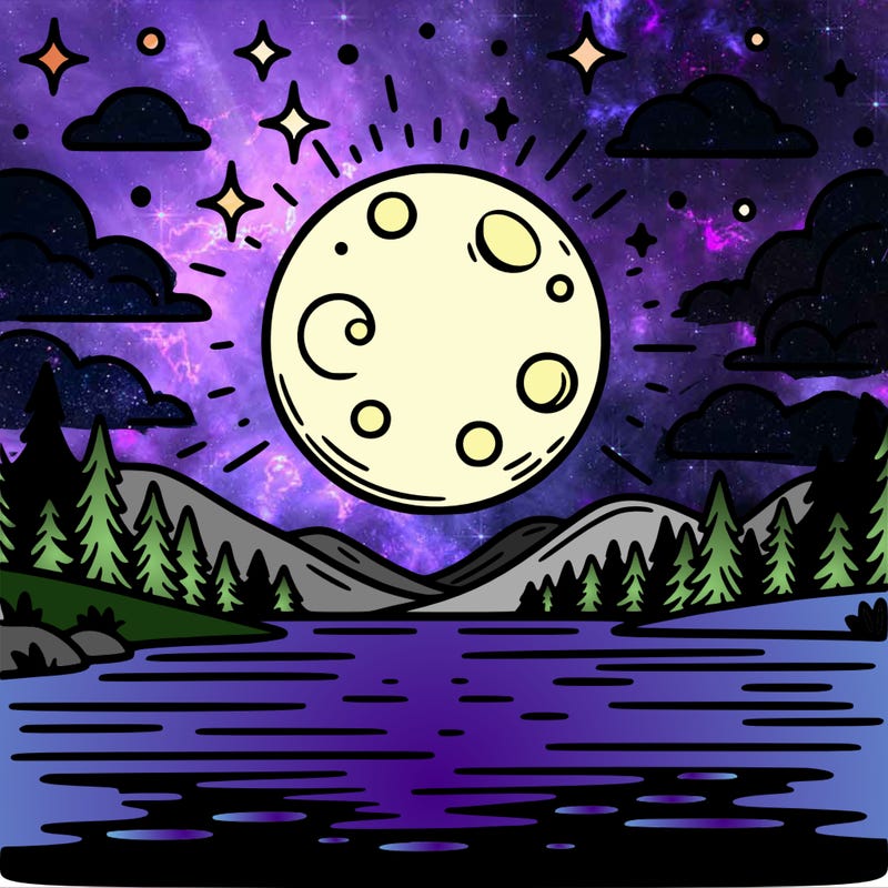moonlight shining on a lake