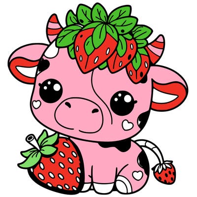 cute strawberry cow