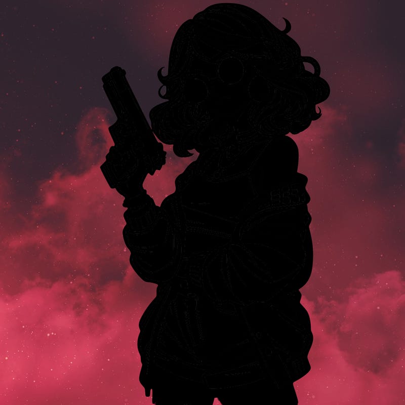 stylish teenage girl with gun