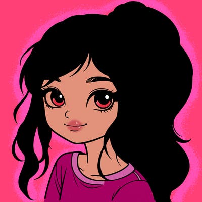 realistic girl with ponytail