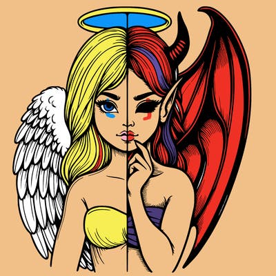 realistic angel half demon