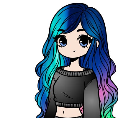 girl with long hair and a crop top with a sweater