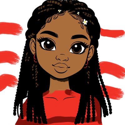 a realistic black girl with braids