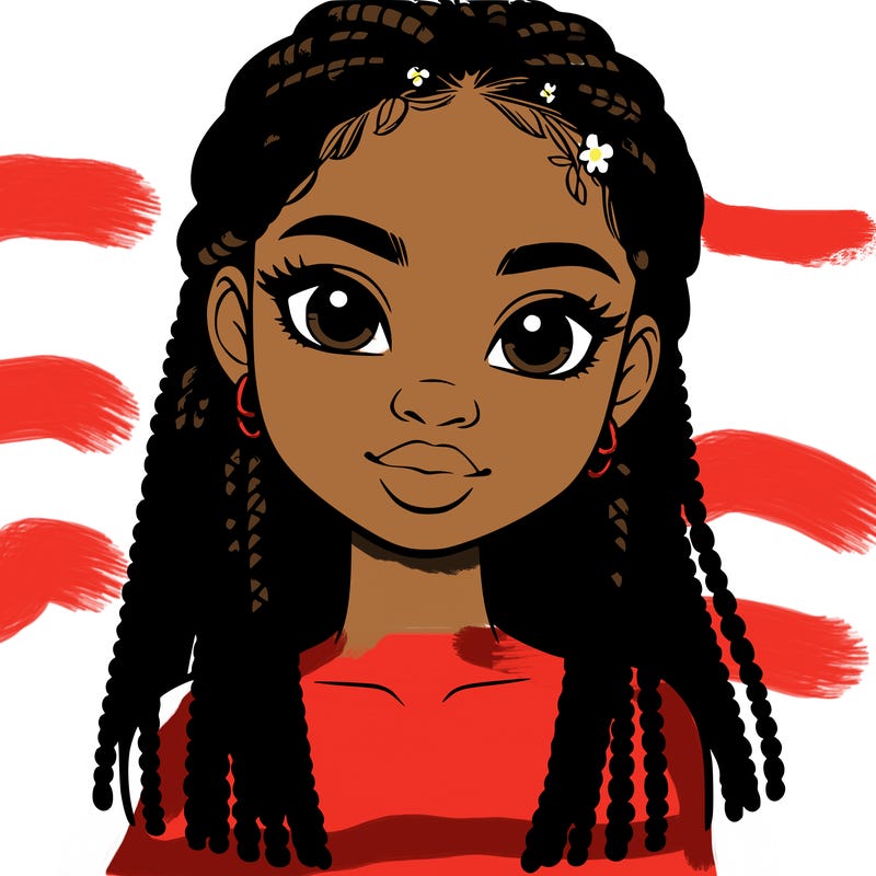 a realistic black girl with braids