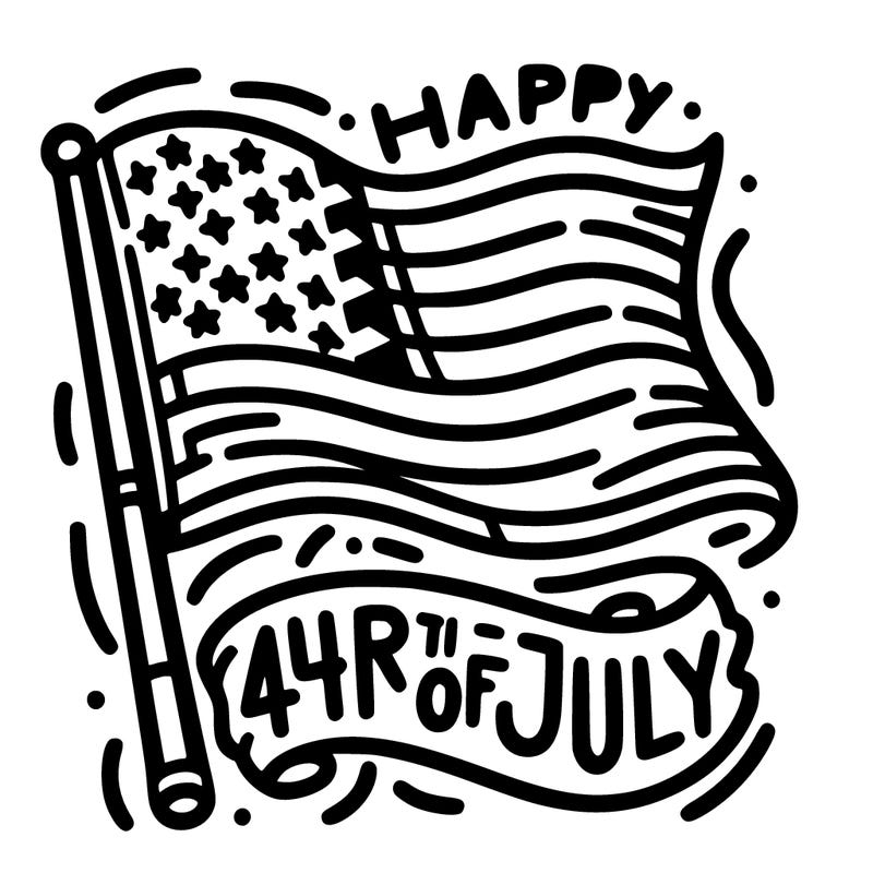 american flag with happy fourth of july under it