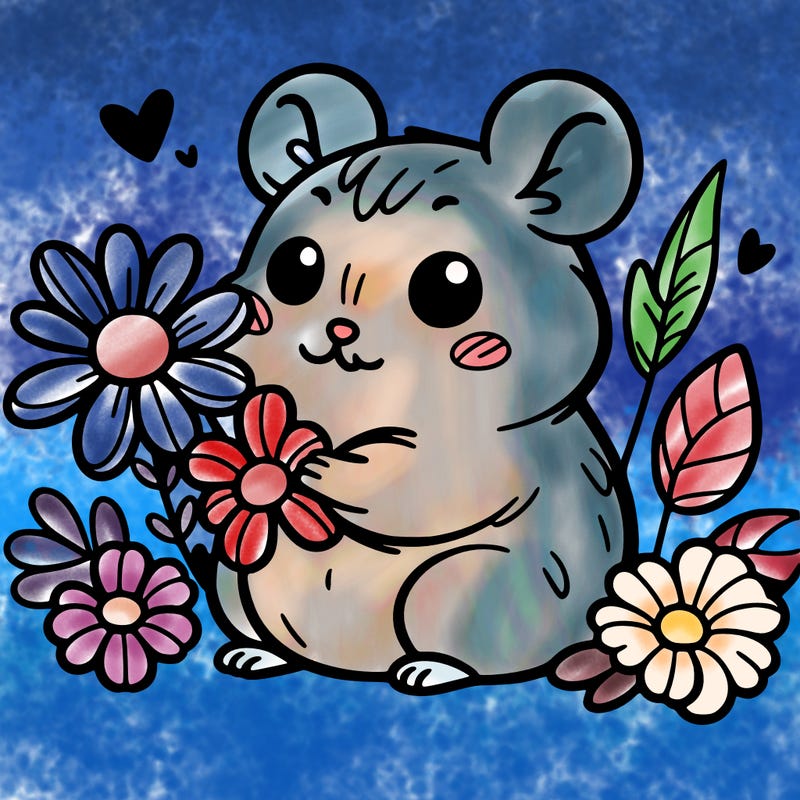 hamster with flowers