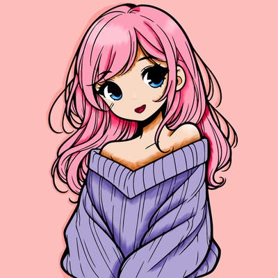 shy pretty girl wearing a sweater that is falling off one shoulder portrait