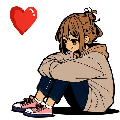 sad anime girl sitting alone