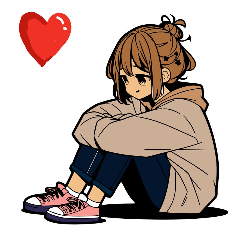 sad anime girl sitting alone