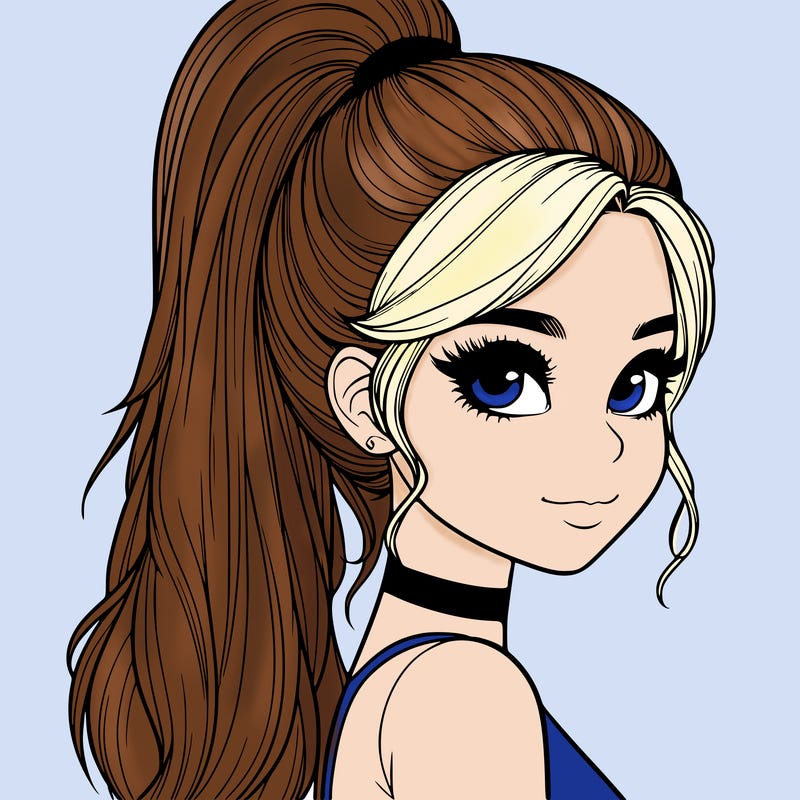 relistic girl with high ponytail