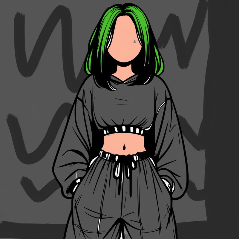 realistic girl faceless with baggy pants and a crop top