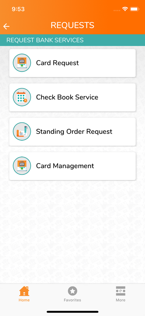 Credit Bank CB Konnect - CB Konnect app interface for bank service requests including card and check book services