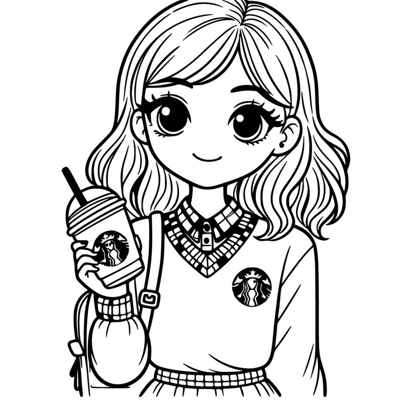 preppy girl with a starbucks cup i'm her hand