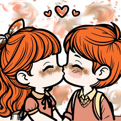 boy and girl kissing