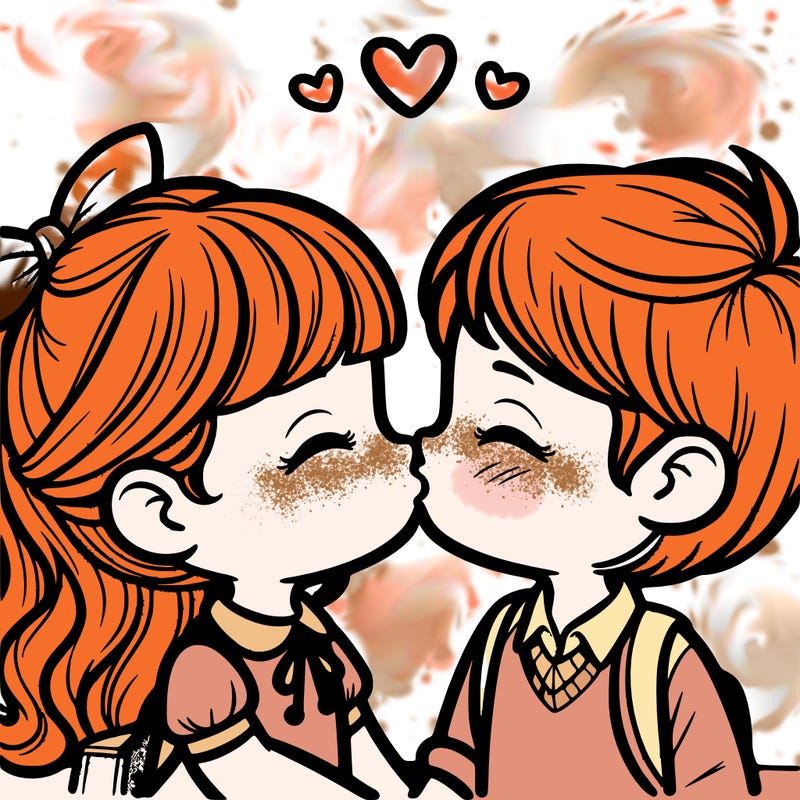 boy and girl kissing