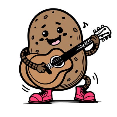 potato playing guitar