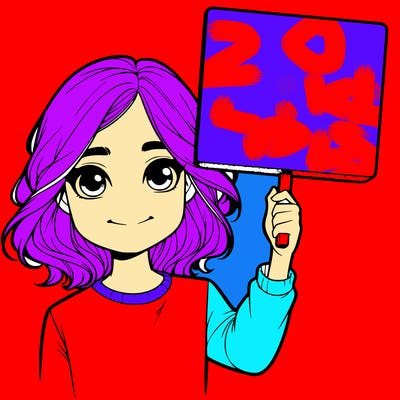 realistic girl holding up a sign