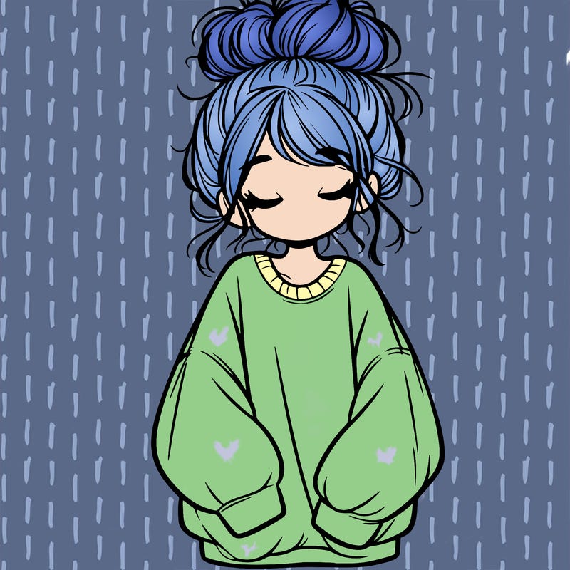 girl with baggy sweatshirt and messy bun