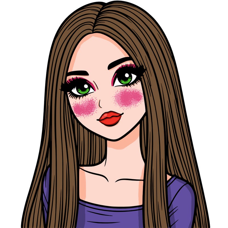 realistic girl with straight and long hair