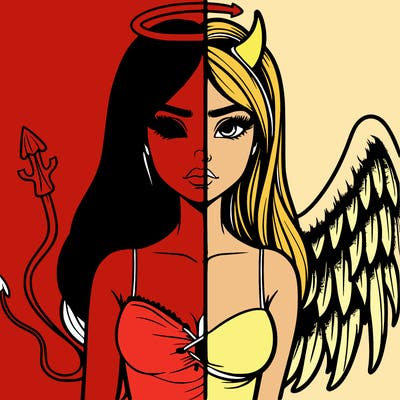 devil vs angel realistic girl
