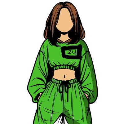 realistic girl faceless with baggy pants and a crop top