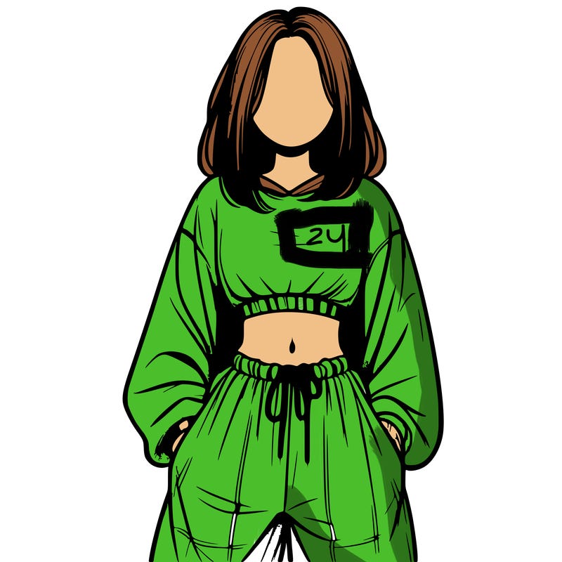 realistic girl faceless with baggy pants and a crop top