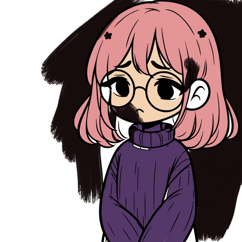 sad girl with glasses in a sweater
