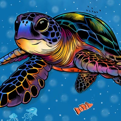 realistic sea turtle