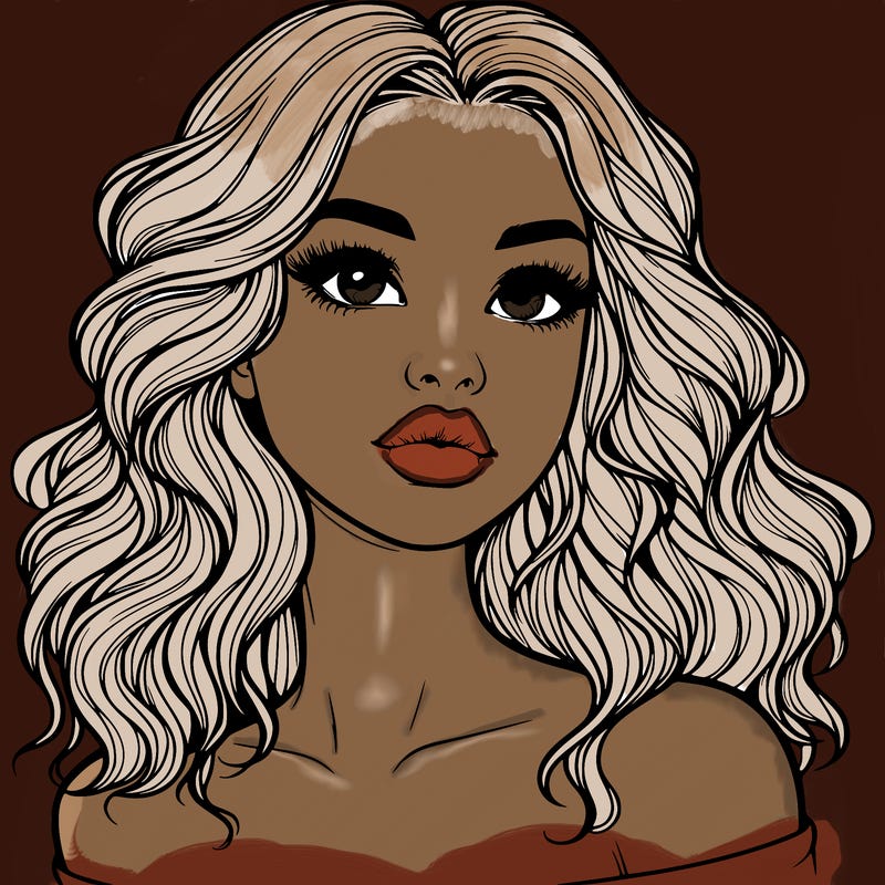 realistic girl with wavy hair and lips
