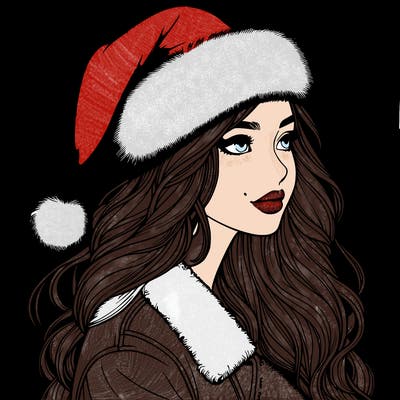 realistic girl in santa hat