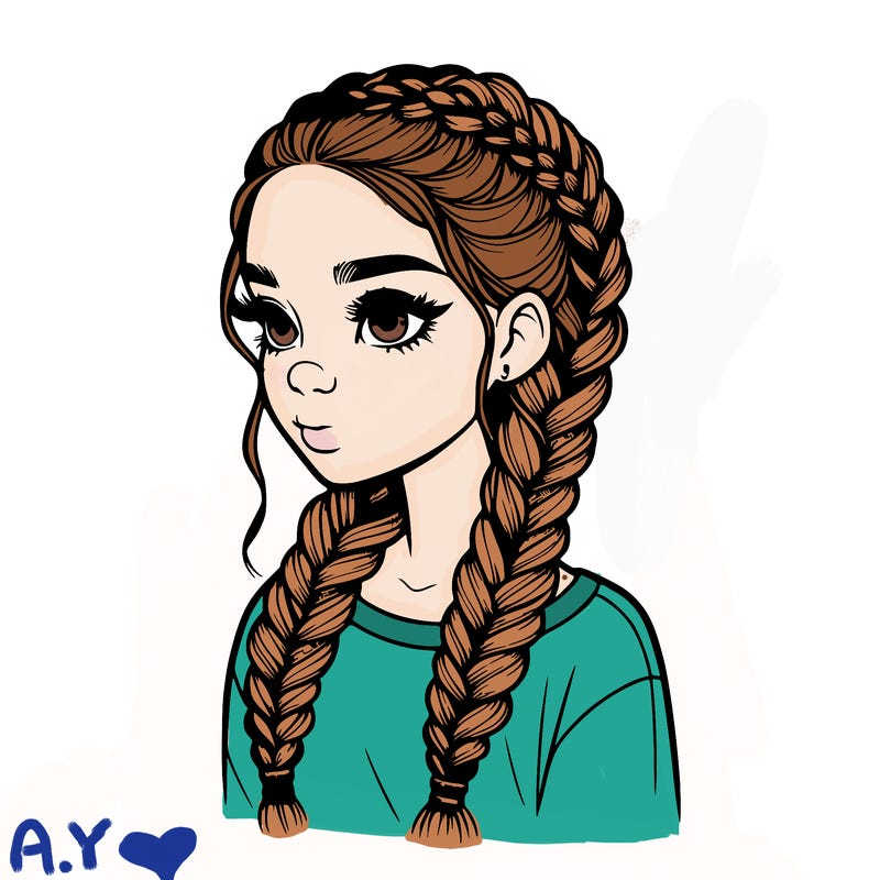 realistic girl with braids